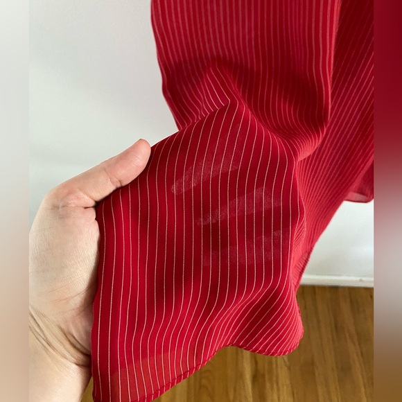 70s/80s red white striped slightly sheer midi dress - S-M - Picture 5 of 7